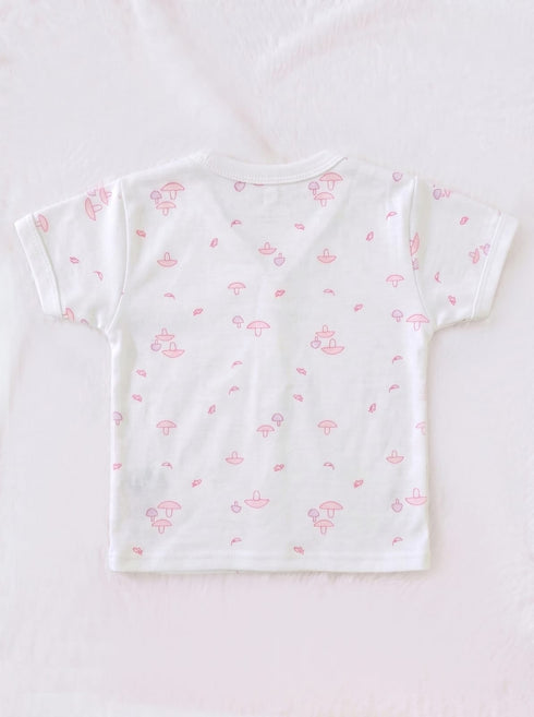 Mushroom Garden Half Sleeve Night Suit (Pink & Lilac)