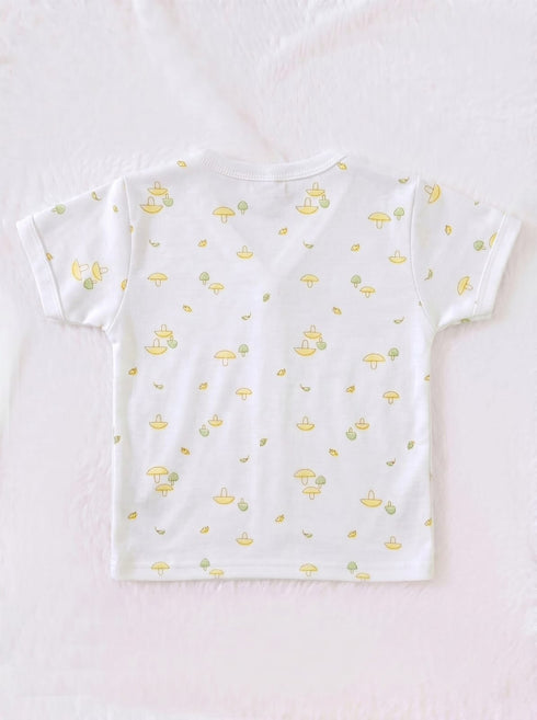 Mushroom Garden Half Sleeve Night Suit (Yellow & Green)