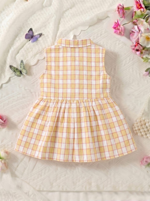 Yellow Gingham Collar Baby Frock