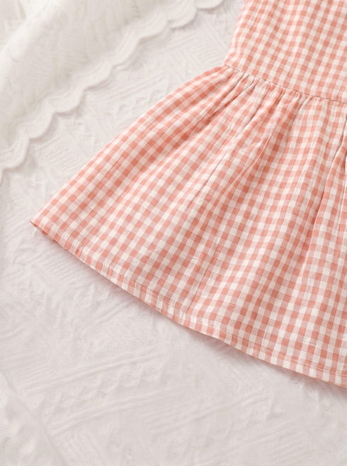 Orange Gingham Collar Baby Frock