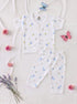 Blue Tiny Bear Printed Half Sleeve Night Suit