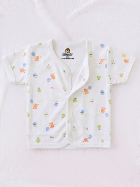 Orange Tiny Bear Printed Half Sleeve Night Suit