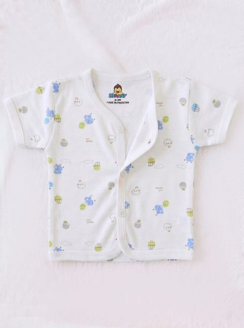 Blue Tiny Bear Printed Half Sleeve Night Suit