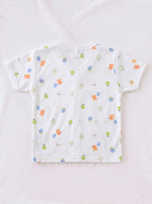 Orange Tiny Bear Printed Half Sleeve Night Suit