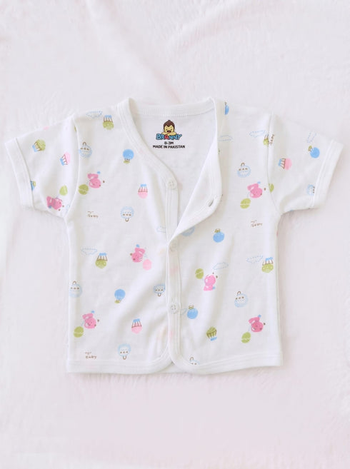 Pink Tiny Bear Printed Half Sleeve Night Suit