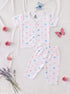 Pink & Blue Tiny Bear Faces Half Sleeve Night Suit