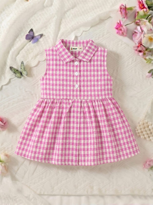 Sweet Gingham Collar Baby Frock