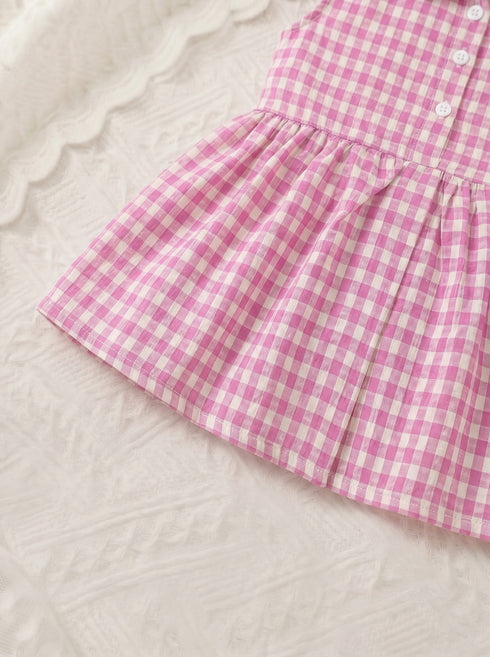 Sweet Gingham Collar Baby Frock