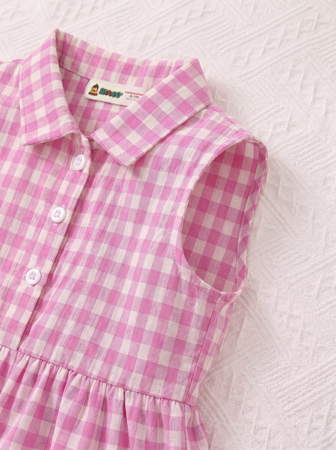 Sweet Gingham Collar Baby Frock