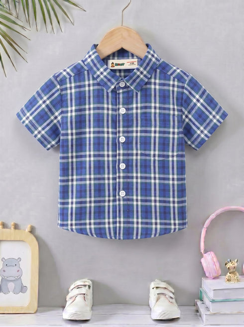 Midnight Blue Gingham Button-Down Shirt