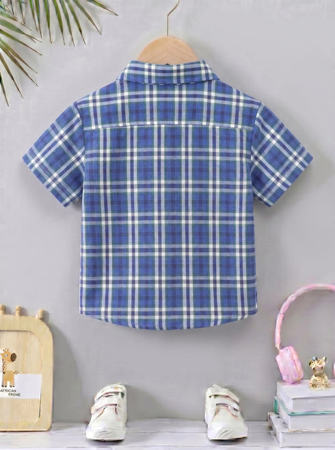 Midnight Blue Gingham Button-Down Shirt