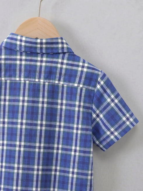 Midnight Blue Gingham Button-Down Shirt