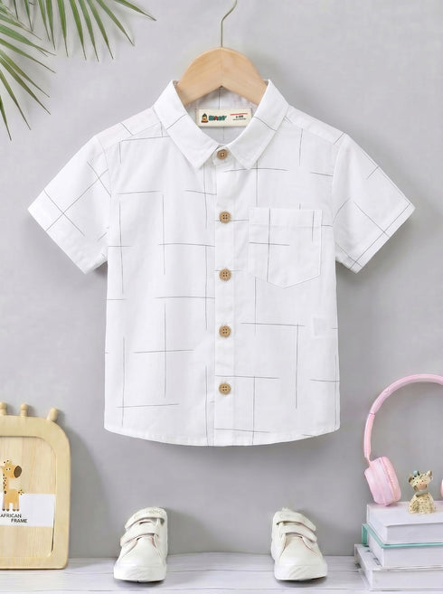Black Grid Checkered Button-Down Shirt