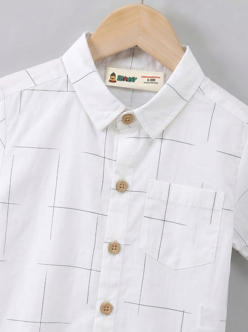 Black Grid Checkered Button-Down Shirt