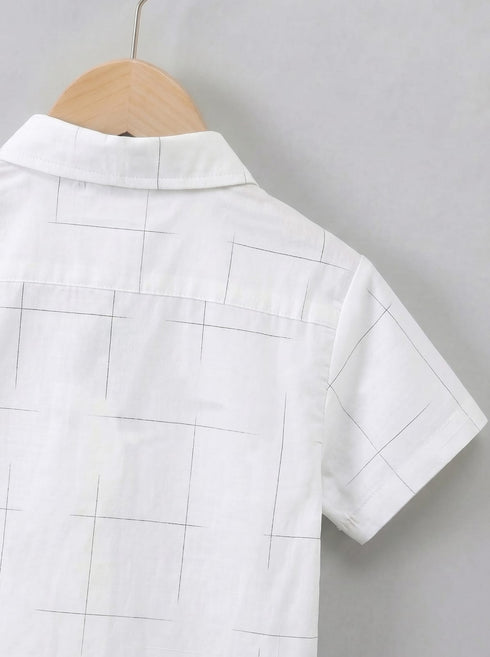 Black Grid Checkered Button-Down Shirt