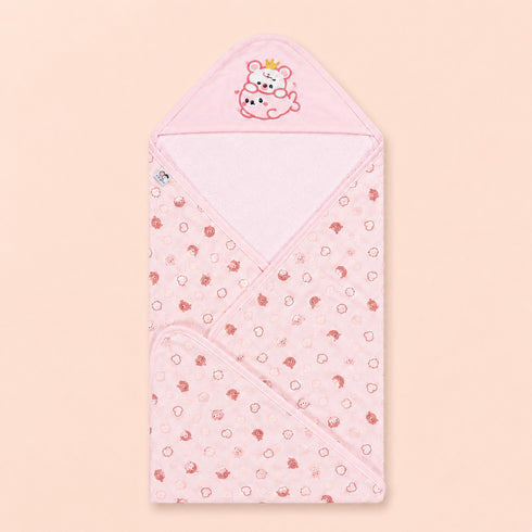Bear Princess Cozy Hooded Swaddle Wrap (Pink)
