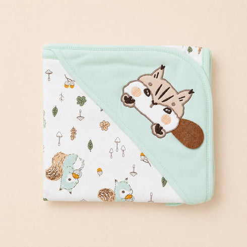 Baby Squirrel Cozy Hooded Swaddle Wrap (Green)