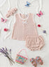 Peach Bow Frock Set with Headband