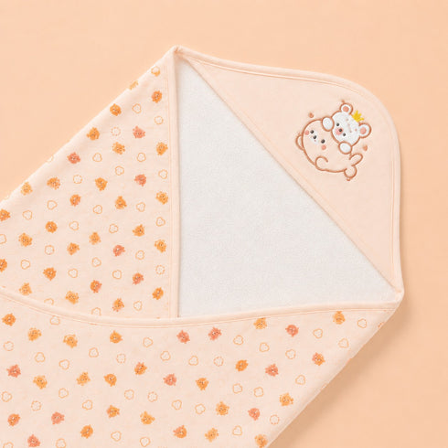 Bear Princess Cozy Hooded Swaddle Wrap (Orange)