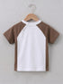 Brown Panelled Interlock Short Set