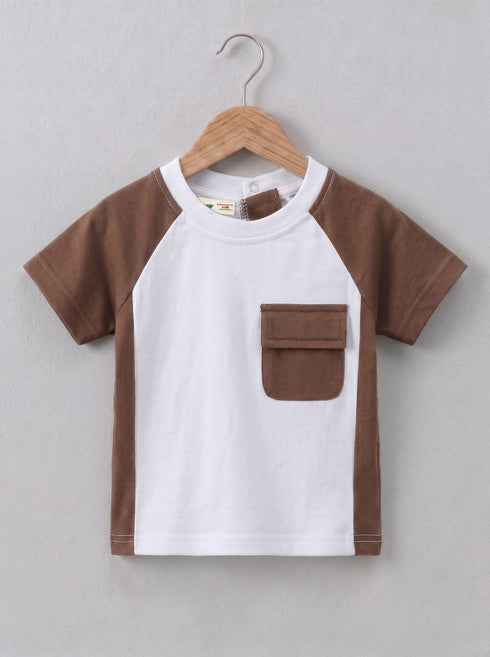 Brown Panelled Interlock Short Set
