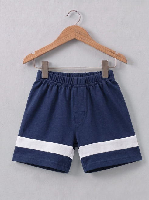 Blue Panelled Interlock Short Set