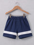 Blue Panelled Interlock Short Set