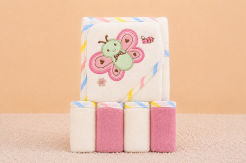 5-Pcs Butterfly Baby Hooded Towel Set
