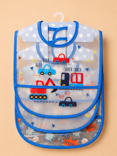 3-Pcs Baby Waterproof Plastic Apron Bibs