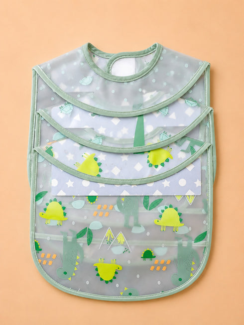 3-Pcs Baby Waterproof Plastic Apron Bibs