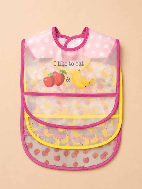 3-Pcs Baby Waterproof Plastic Apron Bibs
