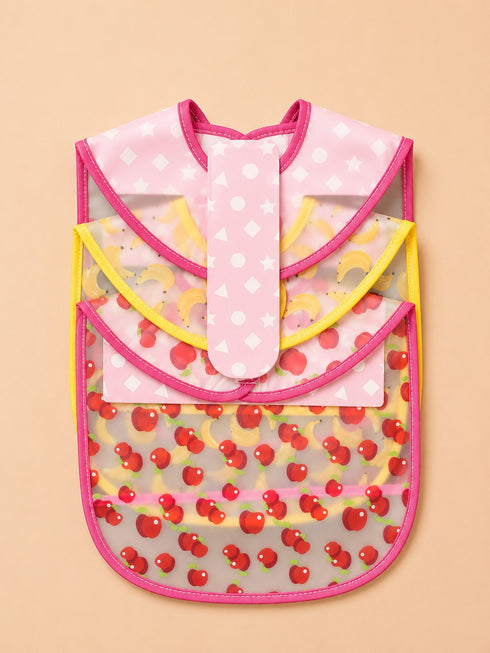 3-Pcs Baby Waterproof Plastic Apron Bibs