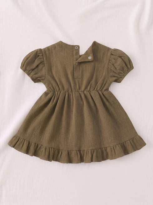 Brown Bella Bow Ruffle Frock Set