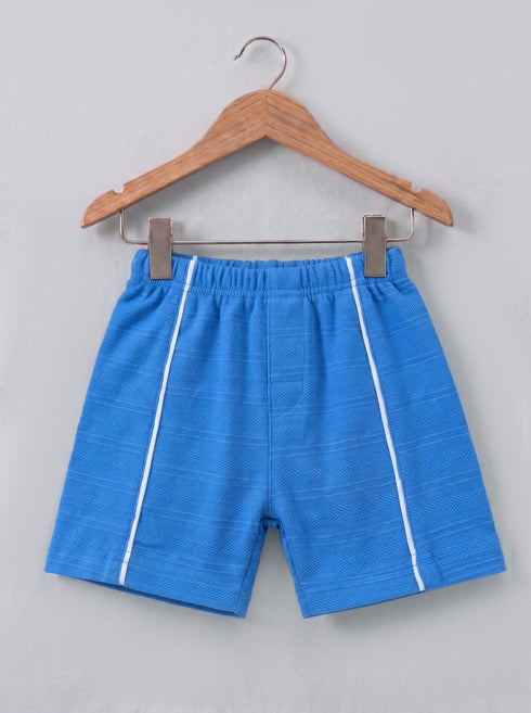 Jacquard Textured Polo Short Set (Blue)