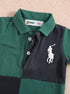 Green & Black Embroidered Color-Block Polo Romper