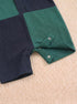 Green & Black Embroidered Color-Block Polo Romper