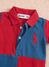 Red & Blue Embroidered Color-Block Polo Romper
