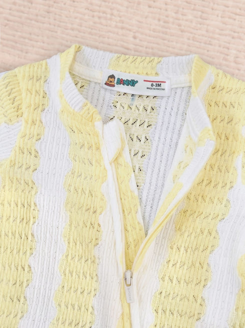 Yellow Jacquard Zip-Up Romper