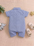 Playful Royal Blue Plaid Button-Up Romper