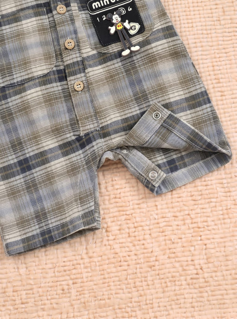 Playful Elite Plaid Button-Up Romper