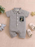 Playful Brown Plaid Button-Up Romper