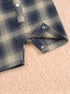 Playful Navy & Beige Plaid Button-Up Romper