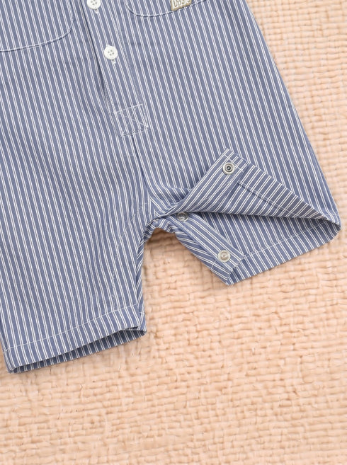 Playful Mini Coastal Striped Button-Up Romper