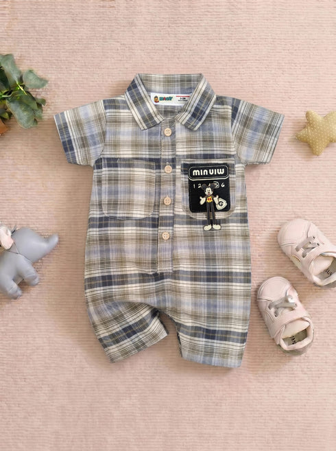 Playful Elite Plaid Button-Up Romper