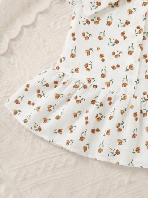 Rustic Garden Bow Detail Baby Frock