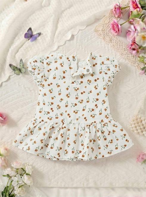 Rustic Garden Bow Detail Baby Frock