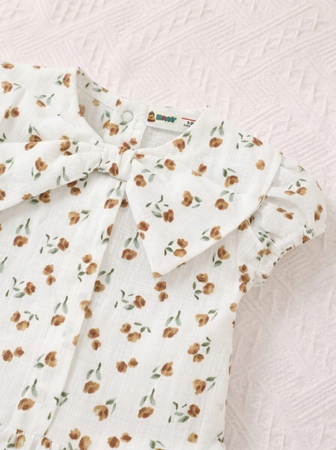 Rustic Garden Bow Detail Baby Frock