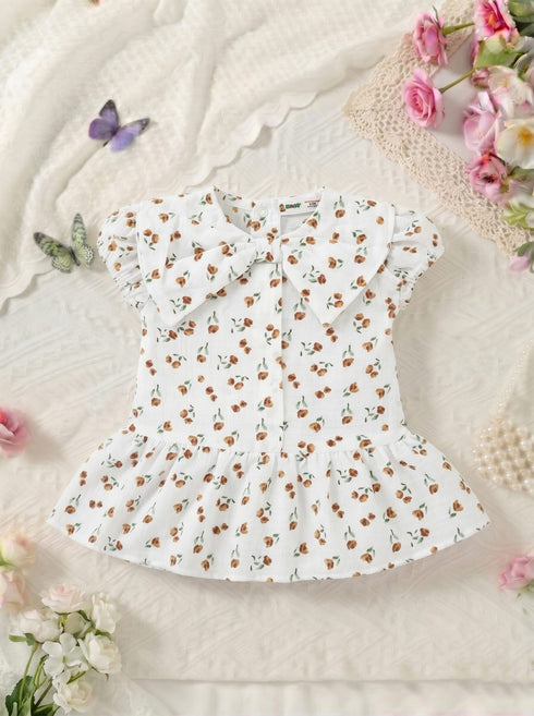 Rustic Garden Bow Detail Baby Frock