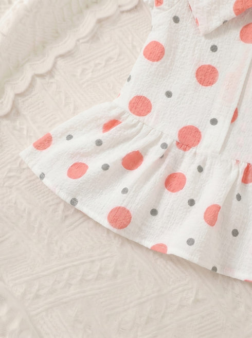 Rosy Dots Bow Detail Baby Frock