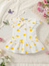 Yellow Hearts Bow Detail Baby Frock